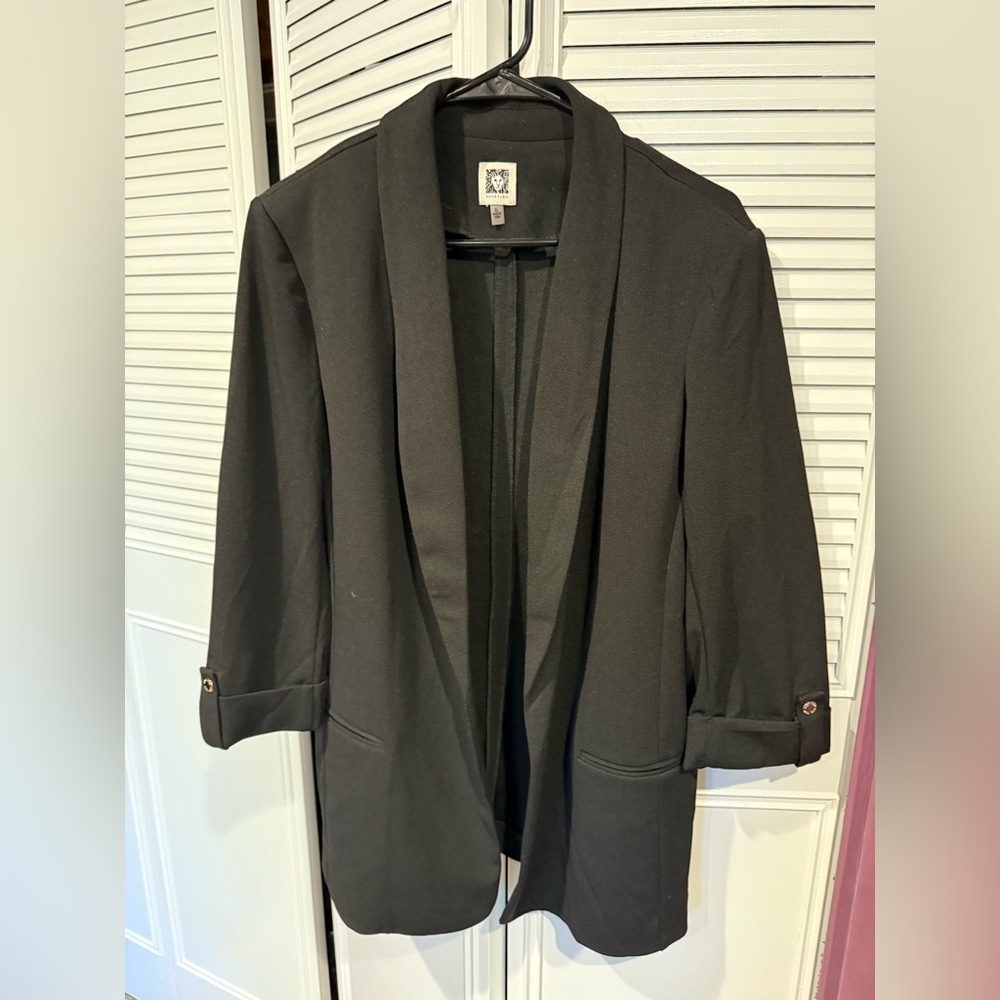 Anne Klein Black Blazer with Shawl Collar and 3/4 Sleeves